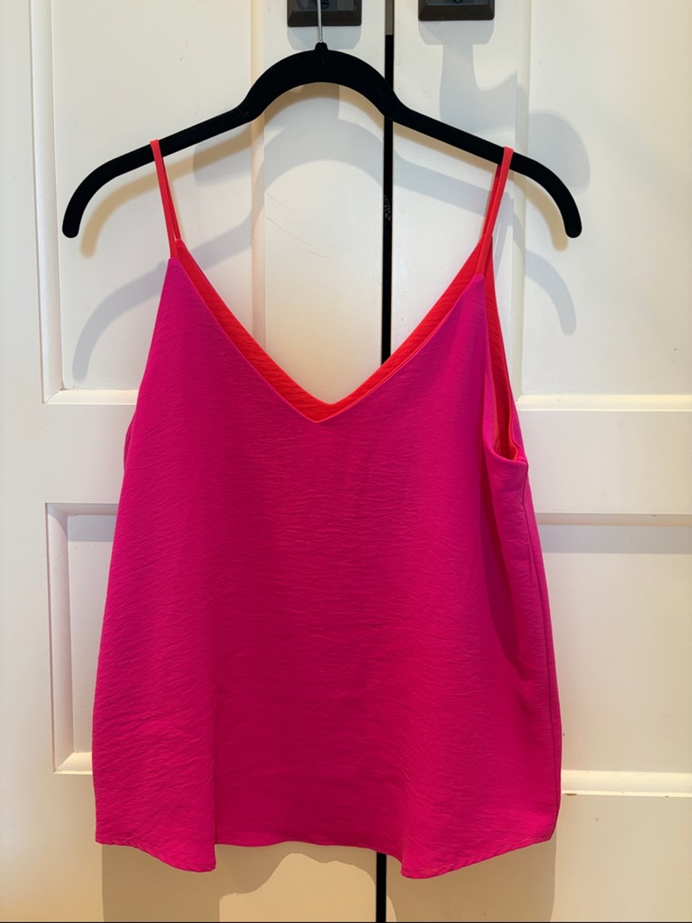 Women’s Pink & Orange Polyester V-Neck Spaghetti Strap Tank Top